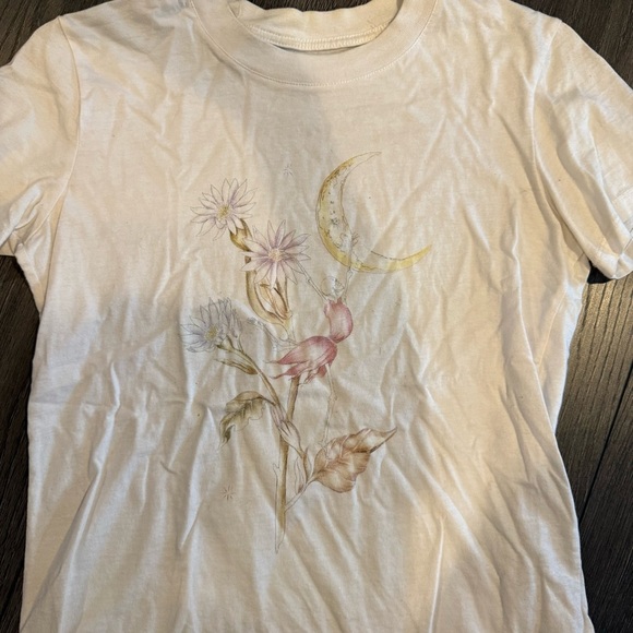 Cotton On Cream Tee with Floral and Moon Design - Picture 2 of 3